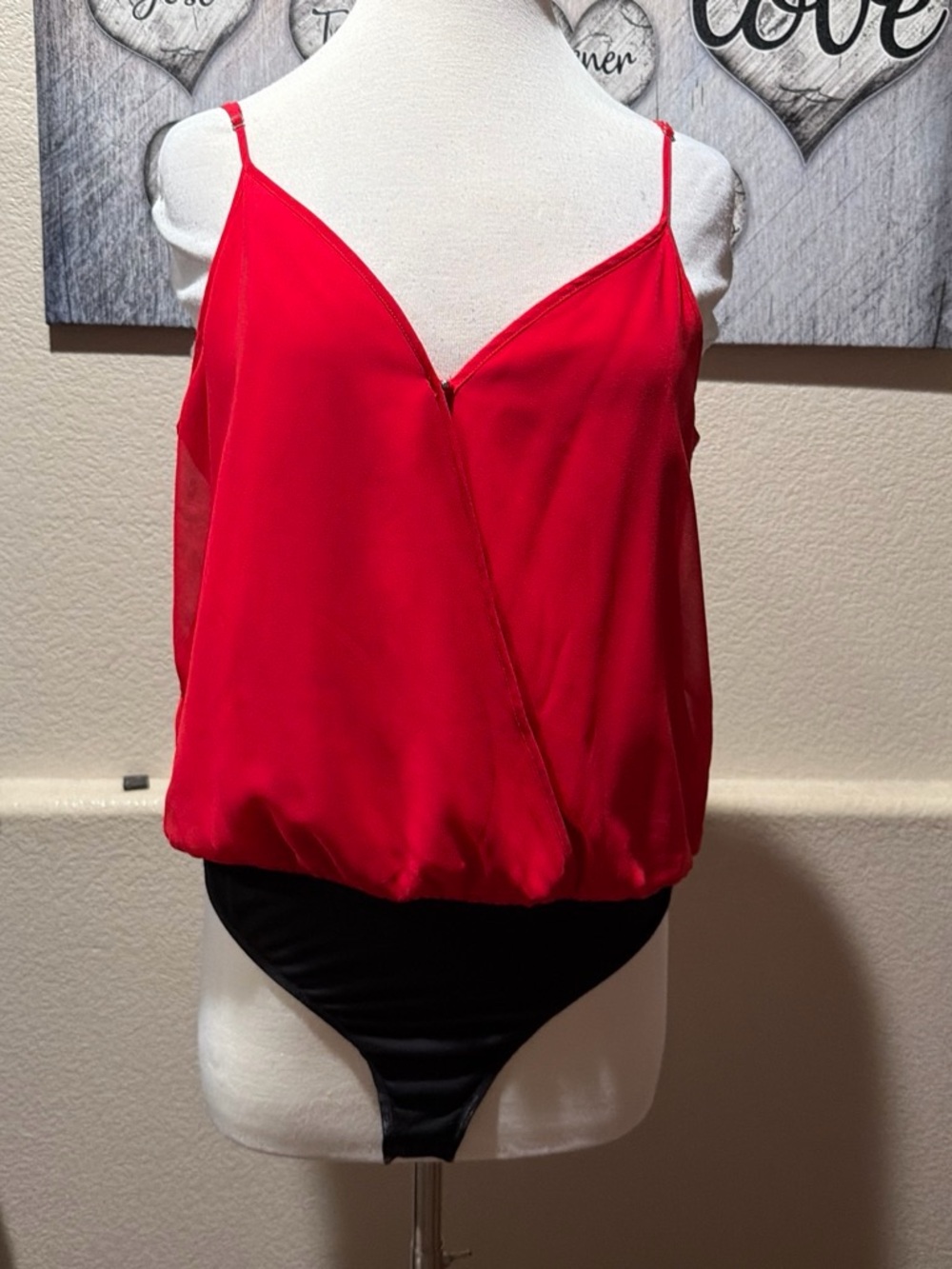 Guess Red Surplice Camisole Bodysuit